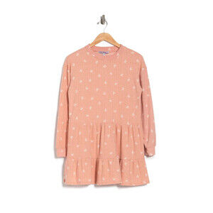 Velvet Torch Women's French Terry Tiered Mini Dress Dusty Rose Pink Size Small